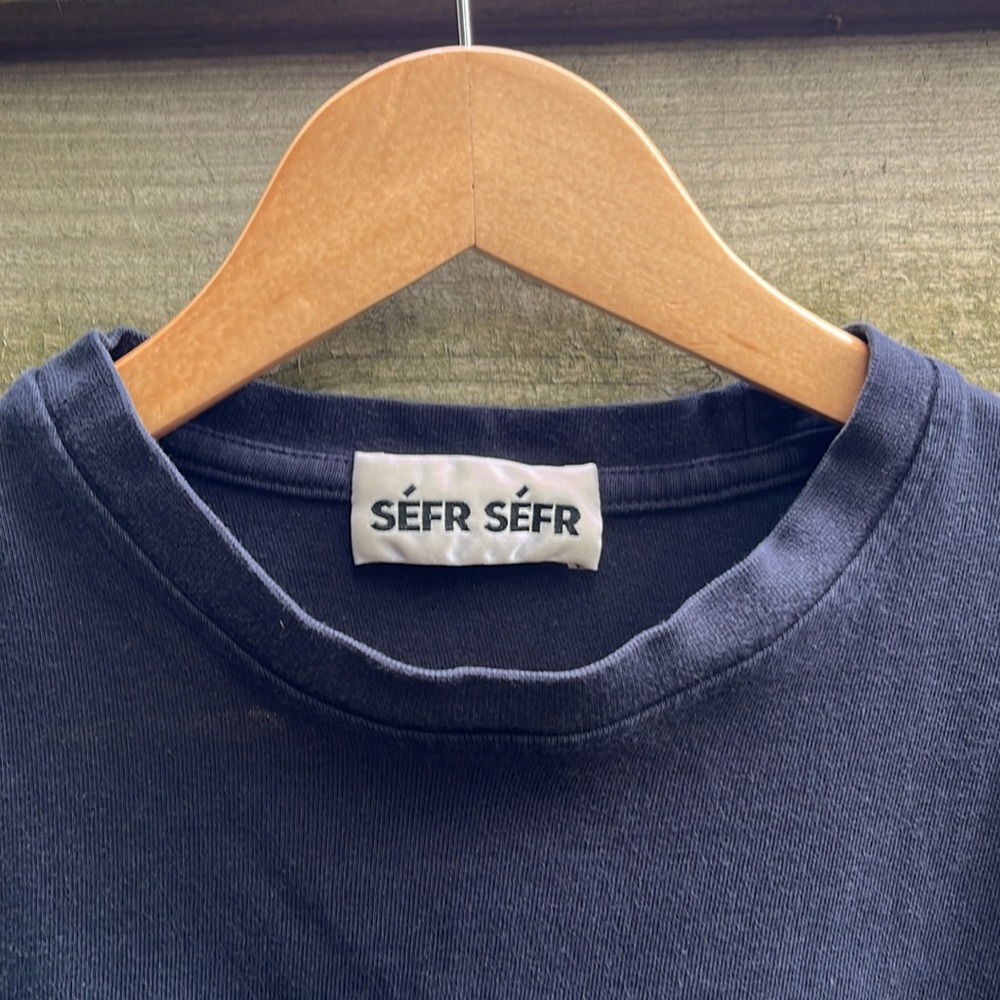 SÉFR navy longsleeved cotton shirt, size small
